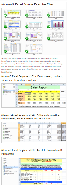 Excel training course exercise files