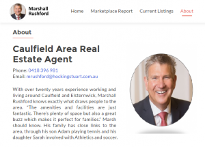 Marshall Rushford Caulfield VIC real estate agent gets own website to control his online digital marketing